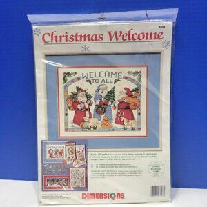 Vintage Dimensions Christmas Welcome Santa Clause Cross Stitch Kit